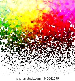 Halftone Colorful Lights Falling Dots pattern on white background, Vector illustration
