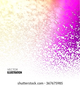 Halftone Colorful lilac Lights Falling Dots pattern on white background, Vector illustration