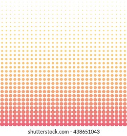 Halftone colorful pattern. Dotted wallpaper from pink to yellow on white background.