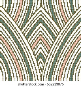 Halftone colorful seamless retro pattern curve repeat line scale leaf