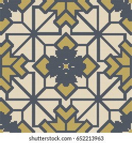 Halftone colorful seamless retro pattern check square cross geometry line flower