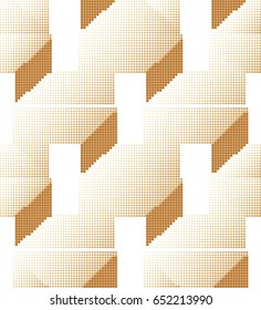 Halftone colorful seamless retro pattern 3D geometry polygon cross square kaleidoscope