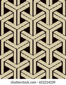Halftone colorful seamless retro pattern 3D cube triangle geometry cross frame