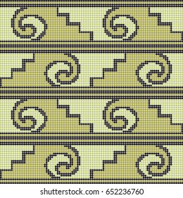 Halftone colorful seamless retro pattern primitive green spiral curve ladder geometry
