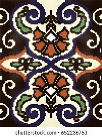 Halftone colorful seamless retro pattern oriental Chinese spiral nature butterfly flower