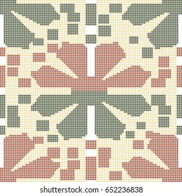 Halftone colorful seamless retro pattern square cross flower geometry