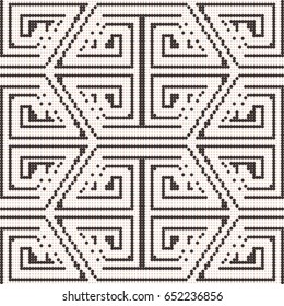 Halftone colorful seamless retro pattern primitive polygon geometry spiral cross line