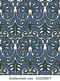 Halftone colorful seamless retro pattern blue curve spiral leaf cross frame