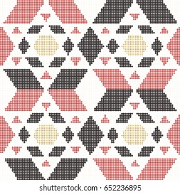 Halftone colorful seamless retro pattern polygon triangle geometry cross