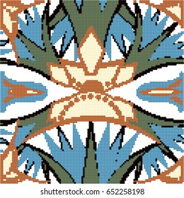 Halftone colorful seamless retro pattern vintage sawtooth flower cross