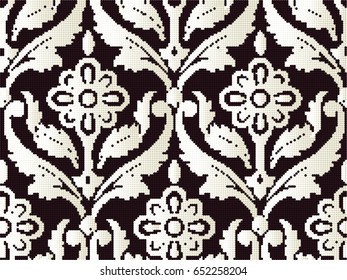 Halftone colorful seamless retro pattern curve spiral cross leaf flower vine