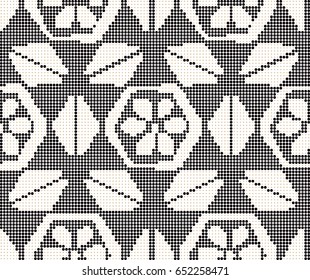 Halftone colorful seamless retro pattern polygon cross triangle flower