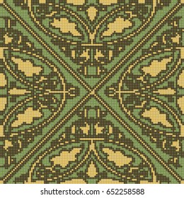 Halftone colorful seamless retro pattern round curve rhomb cross leaf flower frame