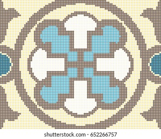 Halftone colorful seamless retro pattern round geometry cross round curve flower