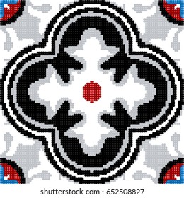 Halftone colorful seamless retro pattern curve round leaf cross kaleidoscope