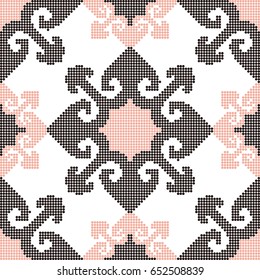 Halftone colorful seamless retro pattern arrow spiral geometry kaleidoscope