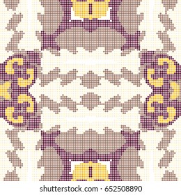 Halftone colorful seamless retro pattern elegant purple sawtooth geometry wave cross