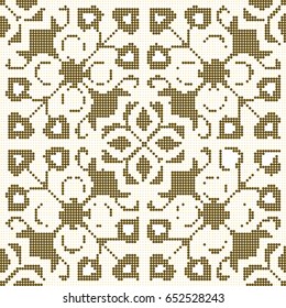 Halftone colorful seamless retro pattern round kaleidoscope yellow cross