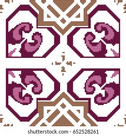 Halftone colorful seamless retro pattern purple geometry heart star
