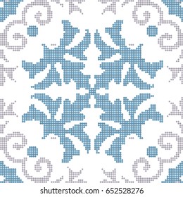 Halftone colorful seamless retro pattern spiral plant flower curve cross