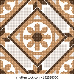 Halftone colorful seamless retro pattern round check square geometry cross flower