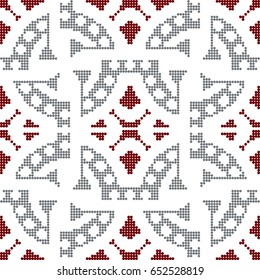 Halftone colorful seamless retro pattern round dot spiral kaleidoscope cross