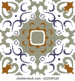 Halftone colorful seamless retro pattern vintage spiral curve cross kaleidoscope vine