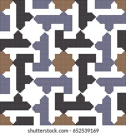 Halftone colorful seamless retro pattern star spiral cross geometry