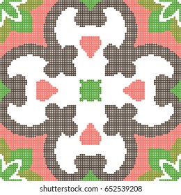 Halftone colorful seamless retro pattern vintage flower kaleidoscope