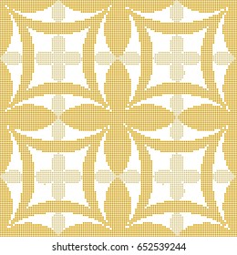 Halftone colorful seamless retro pattern yellow oval cross curve geometry