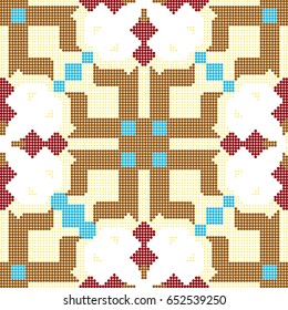 Halftone colorful seamless retro pattern square mosaic kaleidoscope geometry