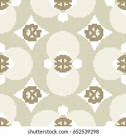 Halftone colorful seamless retro pattern round kaleidoscope flower