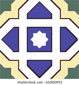 Halftone colorful seamless retro pattern cross star geometry frame