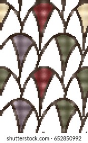 Halftone colorful seamless retro pattern scale curve cross