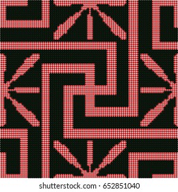 Halftone colorful seamless retro pattern Chinese tracery spiral cross