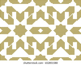 Halftone colorful seamless retro pattern golden star geometry cross kaleidoscope