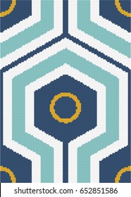 Halftone colorful seamless retro pattern cross hexagon round geometry