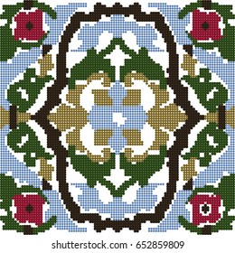 Halftone colorful seamless retro pattern spiral nature flower vine kaleidoscope