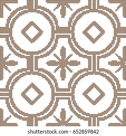 Halftone colorful seamless retro pattern round cross flower frame