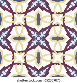 Halftone colorful seamless retro pattern round curve frame cross kaleidoscope