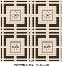 Halftone colorful seamless retro pattern vintage square cross frame flower