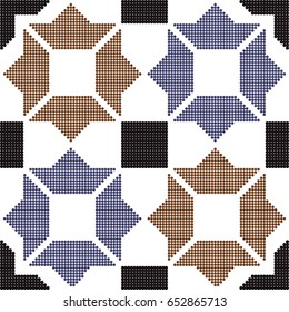 Halftone colorful seamless retro pattern star geometry kaleidoscope