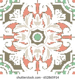 Halftone colorful seamless retro pattern vintage round spiral flower cross flower