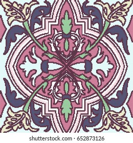 Halftone colorful seamless retro pattern vintage flower plant vine curve frame