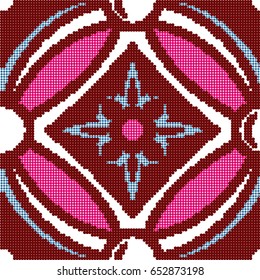Halftone colorful seamless retro pattern vintage red pink round cross flower