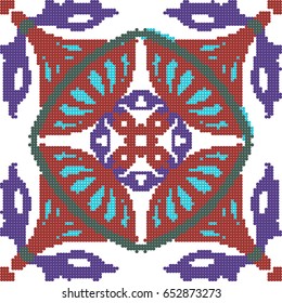 Halftone colorful seamless retro pattern vintage round flower geometry kaleidoscope