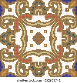 Halftone colorful seamless retro pattern curve cross chain flower oriental chintz