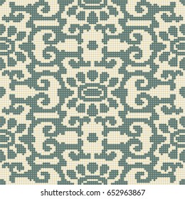 Halftone colorful seamless retro pattern oriental oval curve spiral cross kaleidoscope frame