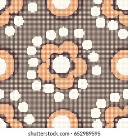 Halftone colorful seamless retro pattern vintage round cross dot line flower