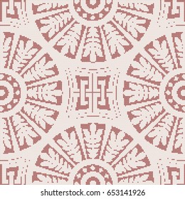 Halftone colorful seamless retro pattern round cross leaf geometry chain